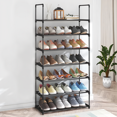 德利生活 不鏽鋼鞋架, 碳鋼+塑膠, 4層/6層/7層, 黑色, 1個