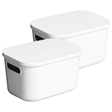 BangJiaShi 幫家適 帶蓋小號收納盒 高款, 純潔白, 2個