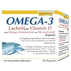FEINGOLD Omega-3鮭魚油加維生素D軟膠囊, 1個, 100顆