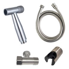 LEADER 麗達 多用途不繡鋼強力清潔沖洗全配組 NC101-15 304沖洗器旋轉款 + 沖洗器軟管1.5m + 304三通 + 圓柱掛座 475g, 1組