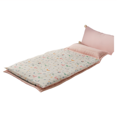juho DECO 幼兒園午睡袋 附提袋 防螨款, 睡墊150 x 70cm 睡被115 x 70cm 枕頭60 x 25cm, 太空旅行 粉色 + 白色