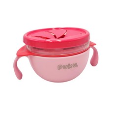 PUKU 藍色企鵝 趣味easy學習碗, 草莓粉, 1組