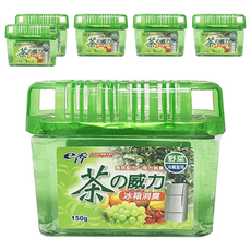 e香 冰箱消臭劑-綠茶 添加天然除臭原料 加入綠茶萃取液 加強去除異味, 150g, 6個