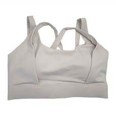 U領小心機運動內衣, 75%尼龍+25%彈性纖維, XXL, 銀灰色