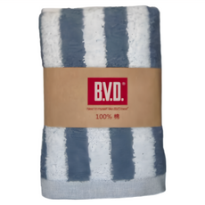 B.V.D. 條紋毛巾 3條裝 100%棉 74*33cm 台灣製, 灰藍, 1組