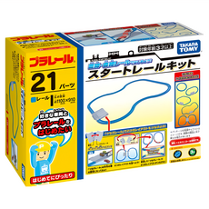 TAKARA TOMY PLARAIL 鐵道王國 多美小汽車 交通世界 直線 曲線 起始軌道組, 1盒, 藍色