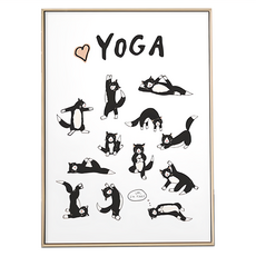 瑜伽貓貓 金色 環保樹脂框+油畫布+松木內框, 30 x 40cm