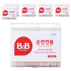 B&B外用棉花棒 純棉材質 獨立包裝 寶寶清潔必備, 100支, 6盒