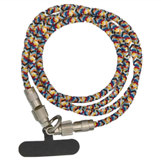 TYPE C-TYPE C編織手機掛繩快速充電傳輸線, 7mm加粗線徑, 鋅合金製, 安全T型掛片, 120cm, 彩色, 1條