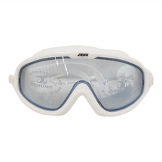JIEHU 捷虎 媽咪寶貝生活館 大鏡框防水防霧泳鏡 成人款 煙青白, 1個