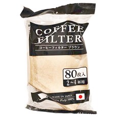 MARUKI 日本咖啡濾紙 天然紙漿製成 不含螢光材料及接著劑 2~4杯用, 80張, 1包