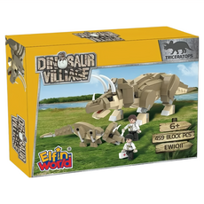 LiNooS 侏儸紀系列 EW1011 邦寶積木 台灣奇美塑膠原料製造 安全無毒 積木規格相容, 1盒, 三角龍醫護組合 卡其色