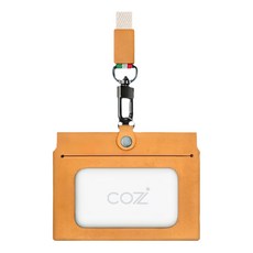 COZi 義大利植鞣革雙面橫式證件夾 可收納證件卡+8張名片, 亮駝色, 1個
