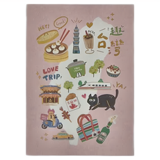 Sunny 三瑩文具 趣台灣燙金明信片, 粉底台灣, 7張