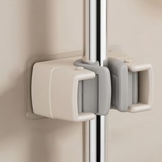 免打孔拖把架 Set 8 米白色 ABS材質, 7.5 x 5 x 3.2cm, 1組