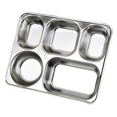 304不鏽鋼分格餐盤 附蓋, 大五格款, 1個