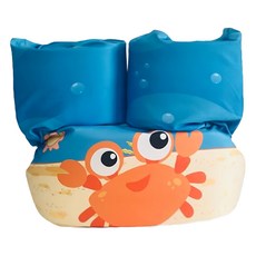 免充氣快學浮力手臂圈 大浮力設計 使用安全可靠 快速便利 親膚材質 柔軟不割傷 適用體重：10~25kg, 橙色螃蟹, 1個