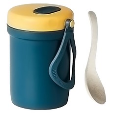 Jasmine’s Kitchen 小茉廚房 可攜帶式湯杯 湯杯 湯碗 附小勺, 藍色, 1個