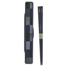Skater 日本製 環保筷 + 收納盒 抗菌加工Ag+ 筷子19.5cm + 盒子20.4 x 3.2 x 1.4cm 牛仔風, 筷子 + 收納盒, 1組
