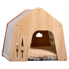 木質貓窩 60 x 55cm, 1個, 米色條紋