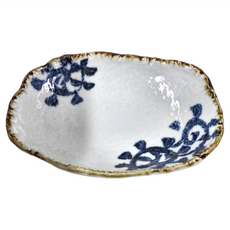 佐和陶瓷長方皿 日本產, 手繪濃唐草, 1個