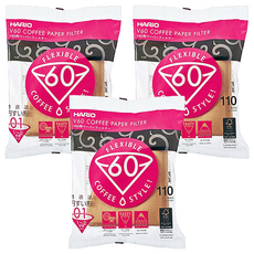 HARIO 好璃奧 V60原色無漂白01濾紙 1~2杯, 110張, 3包