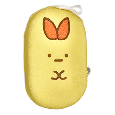 San-X 角落生物 卡通造型沐浴海綿 蓬鬆柔軟海綿 帶掛繩可懸掛, 角落生物炸蝦尾, 1個