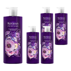 KERASYS 香氛潤髮乳 華麗琥珀 600ml - 持久花香 修護乾燥 滋養保濕 含玫瑰果油, 5瓶