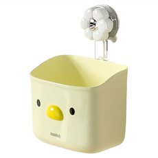 真空吸盤收納籃 浴室收納好幫手 免打孔安裝 14.6X10.6X12.5, 1個, 小黃鴨