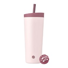 Blender Bottle Tumbler 2合1雙飲口不鏽鋼吸管杯 24oz, 晨霧絨粉, 710ml, 1個, 710ml