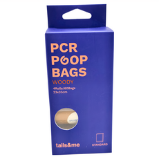 tails&me 尾巴與我 環保撿便袋 PCR WOODY 60張 23x33cm, 平口款, 15張, 4捲