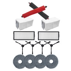 roborock 石頭科技 QREVO MASTER/Slim/水立方 家電配件組 雙主刷 + 黑色毛邊刷 4個 + 濾網 2個 + 塵袋 2個 + 拖布 4個, C000451-C, 1組