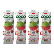 Cocoplus 椰子水 荔枝&喜瑪拉雅粉紅鹽味, 1L, 4瓶