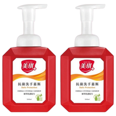 美琪 抗菌洗手慕斯, 泡沫綿密 清新味道 去除手部異味 品質有保障, 500ml, 2瓶