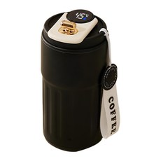 Mass 生活好物 智能顯溫316不鏽鋼保溫隨行杯, 白色 + 黑色, 410ml, 1個