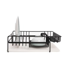 HOLA 和樂家居 INK鐵線收納瀝水架附吸水珪藻土墊 2.179kg, 黑色, 1個, 1