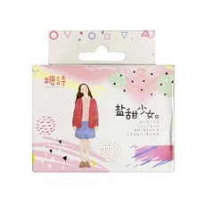 德德小品集 紙膠帶 童話夢少女系列 第一季 手帳裝飾和紙膠帶, 鹽甜少女 綜合色, 1組