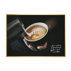 只要一杯咖啡 畫作照片，內嵌式掛繩扣環, 50 x 70cm, 金色