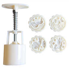 Time Leisure 50g 月餅模具 中式手壓糕點/綠豆糕 4花片組-月兔, 1組