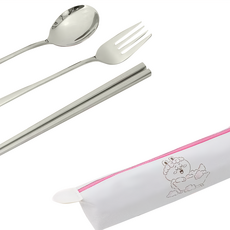 Hiromimi LINE FRIENDS 宅家餐具 Set, 餐具包 + 湯勺 + 筷子 + 叉子, 兔兔款, 1組