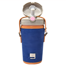 PURENINE Kids 頂級時尚彈蓋隨身保溫杯-290ML, 牛仔布套 + 粉色瓶組, 1組