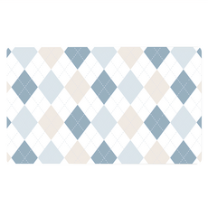PVC防油防水皮革地墊 短款 75 x 45cm 菱格藍灰系, 1個