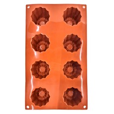 8連小花模 矽膠材質 295x175x50mm, 紅色, 1個