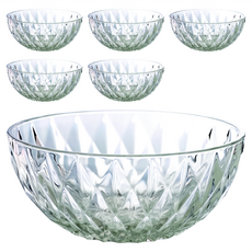 Ocean Glass 太陽缽 7吋 透明 - 優質玻璃沙拉碗/水果碗/甜點碗, 6個