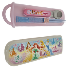 Skater 銀離子兒童餐具湯匙筷子2件組 附收納盒 湯匙13mm + 筷子165mm + 盒子198 x 60 x 16mm, 湯匙 + 筷子 + 盒子, 迪士尼公主, 1組