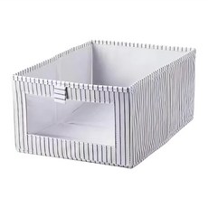 E.dot 日式布藝抽取式無蓋可折疊收納盒 27x39.3x17.2cm, 白色條紋, 1個