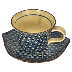 美濃燒 杯皿組 陶瓷材質 180mL 適用溫度-30°C~100°C 日本製, 麻葉星紋, 1個