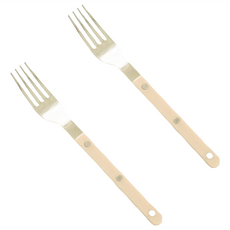 沐慕家居 304不鏽鋼 法式餐具 餐叉 奶白, 2支