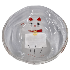 ADERIA 招財貓 玻璃醬料碟 9 x 1.8cm, 白貓, 1個