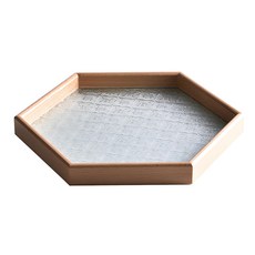 Homely Zakka 北歐復古木質海棠花輕奢玻璃托盤 30 x 30 x 3cm, 櫸木六角形, 1個